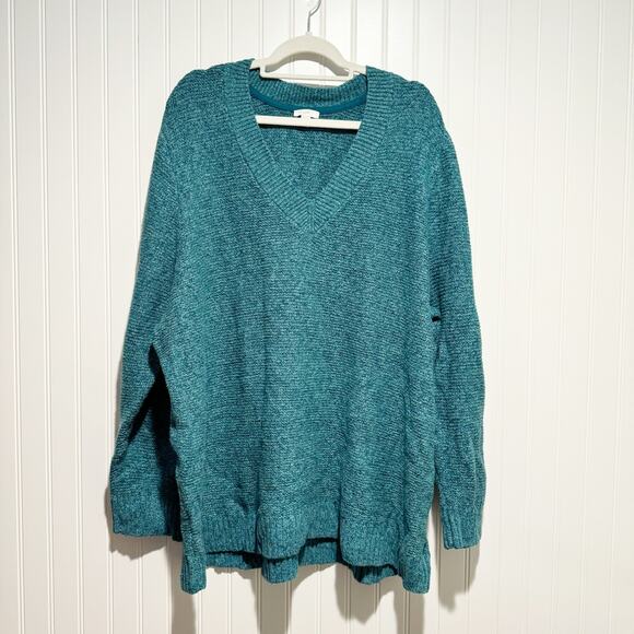 J. Jill Sweaters - J Jill Teal Blue Sweater Tunic Cotton Blend Plus Size 4X